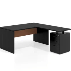Mesa de Oficina con cajones Work Plus fondo 80, frontales de metal estructura bocamina