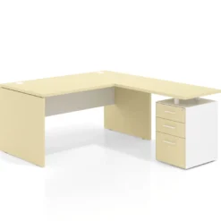 Mesa de Oficina con cajones Work Plus fondo 80, frontales melamina diseño bicolor