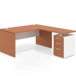 Mesa de Oficina con cajones Work Plus fondo 80, frontales melamina diseño bicolor