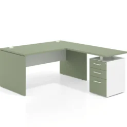 Mesa de Oficina con cajones Work Plus fondo 80, frontales melamina diseño bicolor