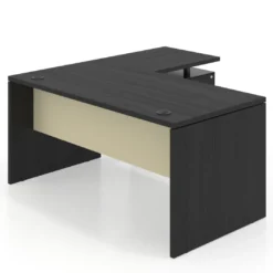 Mesa de Oficina con cajones Work Plus, ala corta, fondo 80, frontales melamina estructura bocamina