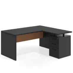 Mesa de Oficina con cajones Work Plus, ala corta, fondo 80, frontales melamina estructura bocamina