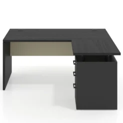 Mesa de Oficina con cajones Work Plus, ala corta, fondo 80, frontales melamina estructura bocamina