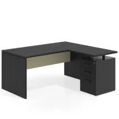 Mesa de Oficina con cajones Work Plus, ala corta, fondo 80, frontales melamina estructura bocamina