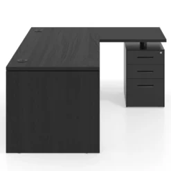 Mesa de Oficina con cajones Work Plus fondo 80, ala corta, frontales de metal estructura bocamina