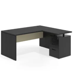 Mesa de Oficina con cajones Work Plus fondo 80, ala corta, frontales de metal estructura bocamina