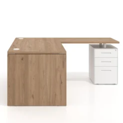 Mesa de Oficina con cajones Work Plus fondo 80, frontales de metal estructura naturale