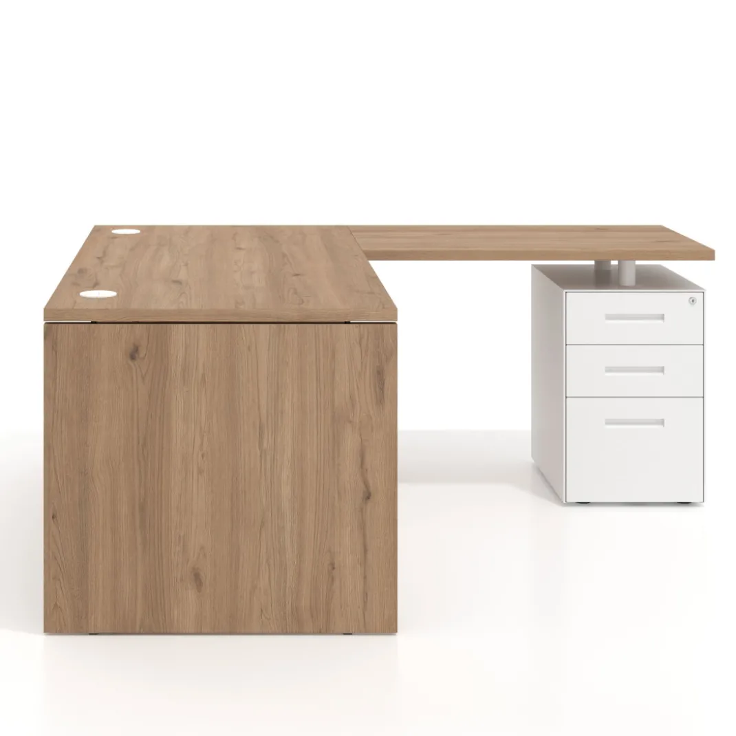 Mesa de Oficina con cajones Work Plus fondo 80, frontales de metal estructura naturale
