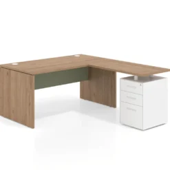 Mesa de Oficina con cajones Work Plus fondo 80, frontales de metal estructura naturale