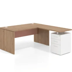 Mesa de Oficina con cajones Work Plus fondo 80, frontales de metal estructura naturale