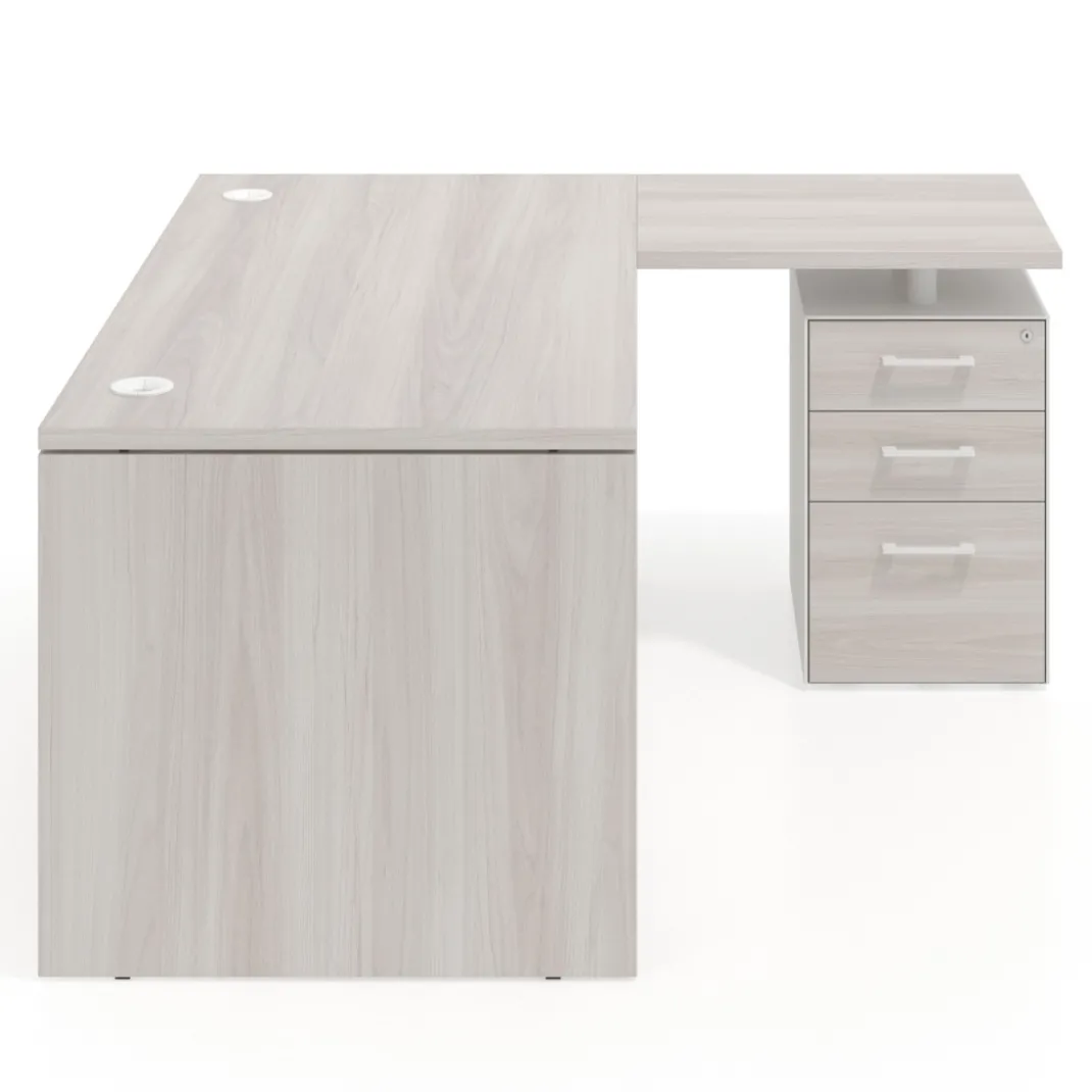 Mesa de Oficina con cajones Work Plus, ala corta, fondo 80, frontales melamina estructura california