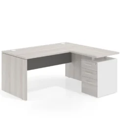 Mesa de Oficina con cajones Work Plus, ala corta, fondo 80, frontales melamina estructura california