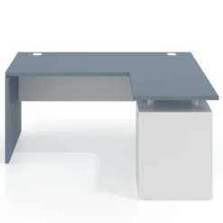 Mesa de Oficina con cajones Work Plus fondo 80, ala corta, frontales de metal diseño bicolor