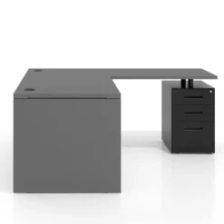 Mesa de Oficina con cajones Work Plus fondo 80, frontales de metal diseño bicolor