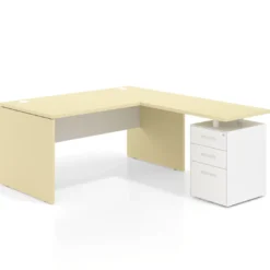 Mesa de Oficina con cajones Work Plus fondo 80, frontales de metal diseño bicolor