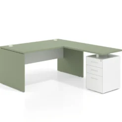 Mesa de Oficina con cajones Work Plus fondo 80, frontales de metal diseño bicolor