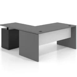 Mesa de Oficina con cajones Work Plus fondo 80, frontales de metal diseño bicolor