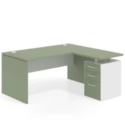 Mesa de Oficina con cajones Work Plus, ala corta, fondo 80, frontales melamina diseño bicolor