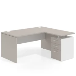 Mesa de Oficina con cajones Work Plus, ala corta, fondo 80, frontales melamina diseño bicolor