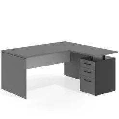 Mesa de Oficina con cajones Work Plus, ala corta, fondo 80, frontales melamina diseño bicolor