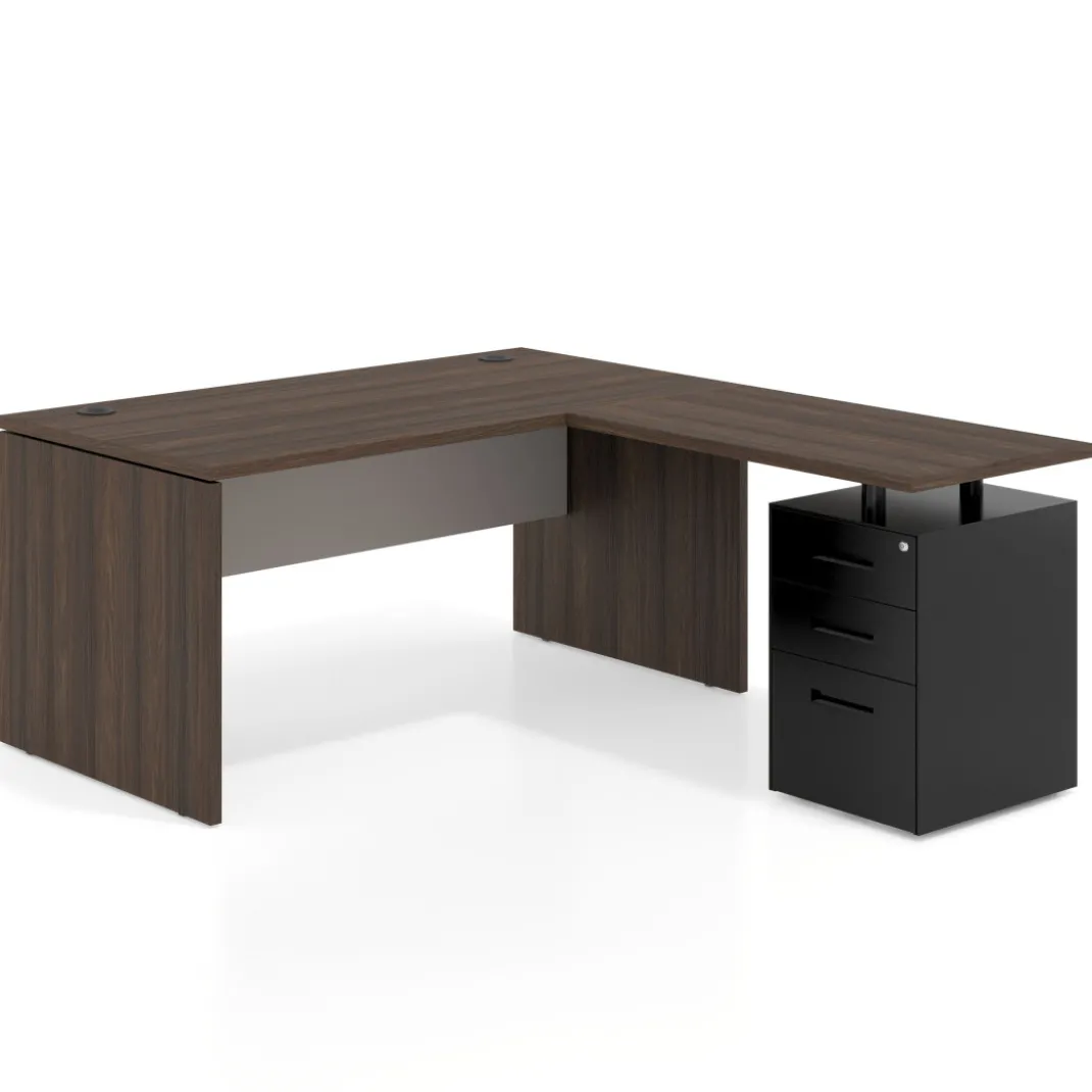 Mesa de Oficina con cajones Work Plus fondo 80, frontales de metal estructura mistral