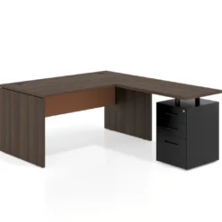 Mesa de Oficina con cajones Work Plus fondo 80, frontales de metal estructura mistral