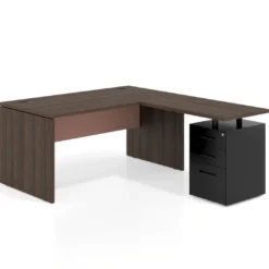 Mesa de Oficina con cajones Work Plus fondo 80, frontales de metal estructura mistral