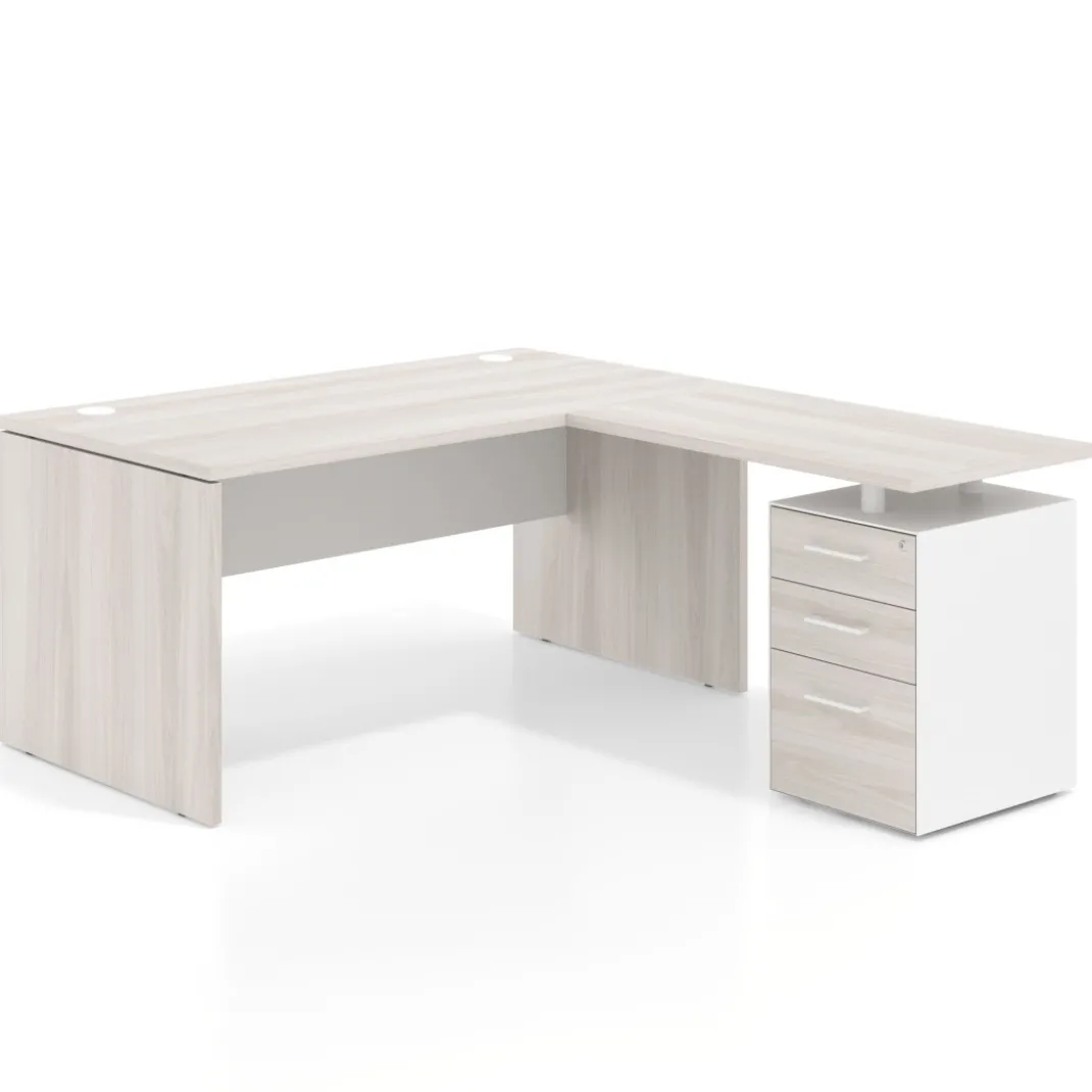 Mesa de Oficina con cajones Work Plus fondo 80, frontales melamina estructura california