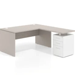 Mesa de Oficina con cajones Work Plus fondo 80, frontales de metal diseño rayado