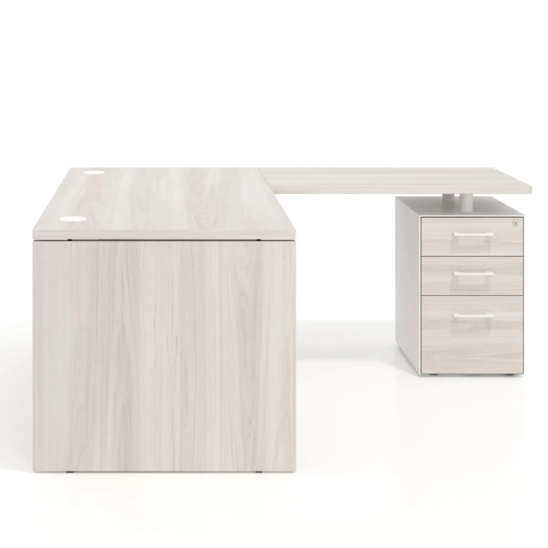 Mesa de Oficina con cajones Work Plus fondo 80, frontales melamina diseño rayado