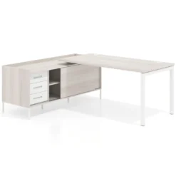 Mesa de oficina con pedestal cajonera Kube fondo 80cm estructura blanca