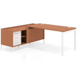 Mesa de oficina con pedestal cajonera Kube fondo 80cm estructura blanca