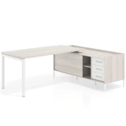 Mesa de oficina con pedestal cajonera Kube fondo 80cm estructura blanca