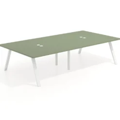 Mesa de oficina coworking doble UvePro fondo 166, cantos rectos, estructura blanca