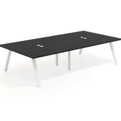 Mesa de oficina coworking doble UvePro fondo 166, cantos rectos, estructura blanca