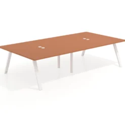 Mesa de oficina coworking doble UvePro fondo 166, cantos rectos, estructura blanca