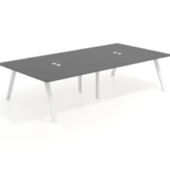 Mesa de oficina coworking doble UvePro fondo 166, cantos rectos, estructura blanca