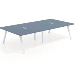 Mesa de oficina coworking doble UvePro fondo 166, cantos rectos, estructura blanca