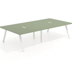 Mesa de oficina coworking doble UvePro fondo 166, cantos rectos, estructura blanca