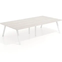 Mesa de oficina coworking doble UvePro fondo 166, cantos rectos, estructura blanca