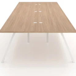 Mesa de oficina coworking triple UvePro fondo 166, cantos rectos, estructura blanca