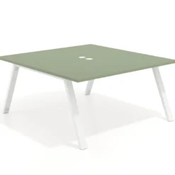 Mesa de oficina doble UvePro fondo 166, cantos rectos, estructura blanca
