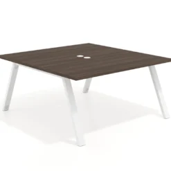 Mesa de oficina doble UvePro fondo 166, cantos rectos, estructura blanca