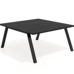 Mesa de oficina doble UvePro fondo 166, cantos rectos, estructura negra
