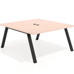 Mesa de oficina doble UvePro fondo 166, cantos rectos, estructura negra