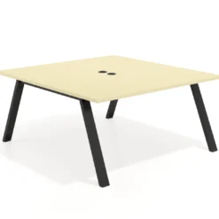 Mesa de oficina doble UvePro fondo 166, cantos rectos, estructura negra