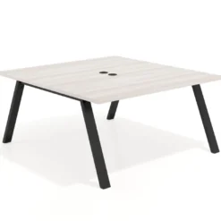 Mesa de oficina doble UvePro fondo 166, cantos rectos, estructura negra