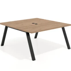 Mesa de oficina doble UvePro fondo 166, cantos rectos, estructura negra