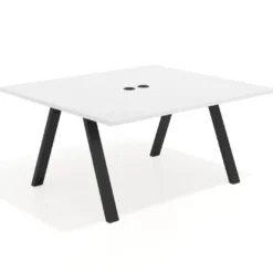 Mesa de oficina doble UvePro fondo 142, cantos rectos, estructura negra