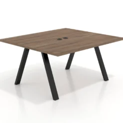 Mesa de oficina doble UvePro fondo 142, cantos rectos, estructura negra
